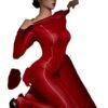 Glossy transparent bodysuit for women in red featuring a sleek design and form-fitting silhouette