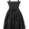 Elegant gothic corset dress for women with lace details and adjustable straps