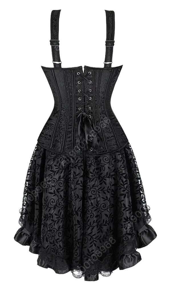 Elegant gothic corset dress for women with lace details and adjustable straps
