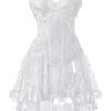 Elegant white gothic corset dress for women with lace details and a flowing high-low skirt