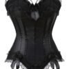 Elegant gothic corset dress with skirt featuring lace trim and satin fabric for a romantic look
