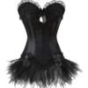 Elegant gothic corset dress with skirt featuring lace details and tulle accents for a striking look