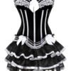 Gothic corset tutu dress plus size with black lace and satin detailing, elegant and stylish design