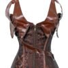 LuckeLadybug LLC gothic court corset top in brown with intricate lace design and stylish straps