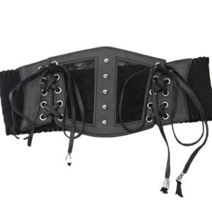 LuckeLadybug gothic lace corset belt featuring lace-up design and adjustable fit for a stylish silhouette