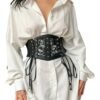 LuckeLadybug LLC gothic lace corset belt designed to accentuate the waist with stylish lace detailing