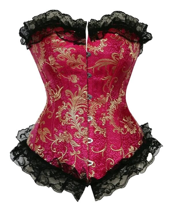 Gothic Lace Corset For Women Elegant Design 21 Gothic Lace Corset For Women Elegant Design Gothic lace corset for women in red with gold detailing and black lace trim