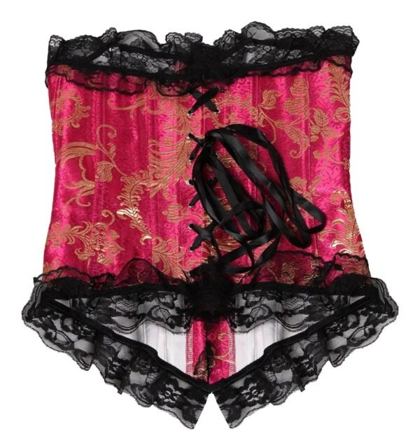 Gothic Lace Corset For Women Elegant Design 22 Gothic Lace Corset For Women Elegant Design LuckyLadybug women's gothic lace corset in pink and black with intricate lace detailing and ribbon ties