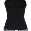 LuckeLadybug LLC gothic lace strapless corset top with delicate lace trim and a sleek design