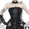 Gothic lace strapless corset top from LuckeLadybug LLC featuring delicate lace trim and a lace-up front