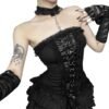 Gothic lace strapless corset top with lace trim and adjustable lace-up front for a dramatic look