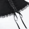 LuckeLadybug LLC gothic lace strapless corset top featuring lace trim and adjustable satin ribbons