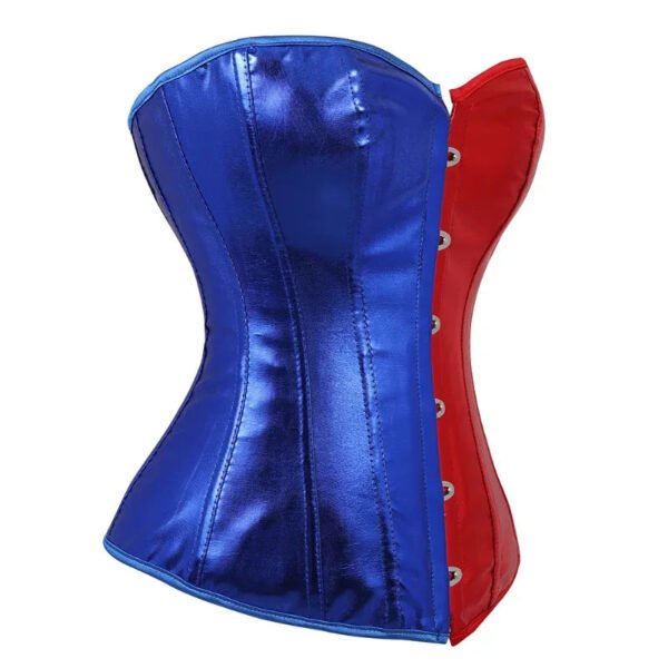 Gothic Overbust Corset For Women 15 Gothic Overbust Corset For Women Vibrant blue and red gothic overbust corset for women featuring a sleek design and decorative buttons