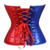 Stylish gothic overbust corset for women in red and blue with lace-up back detail for a perfect fit