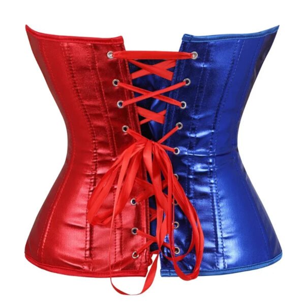 Gothic Overbust Corset For Women 16 Gothic Overbust Corset For Women Stylish gothic overbust corset for women in red and blue with lace-up back detail for a perfect fit