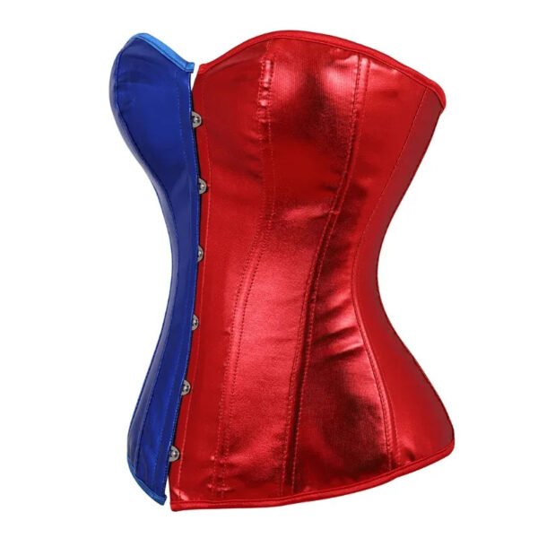 Gothic Overbust Corset For Women 14 Gothic Overbust Corset For Women Vibrant red and blue gothic overbust corset for women with a sleek design and metal closures