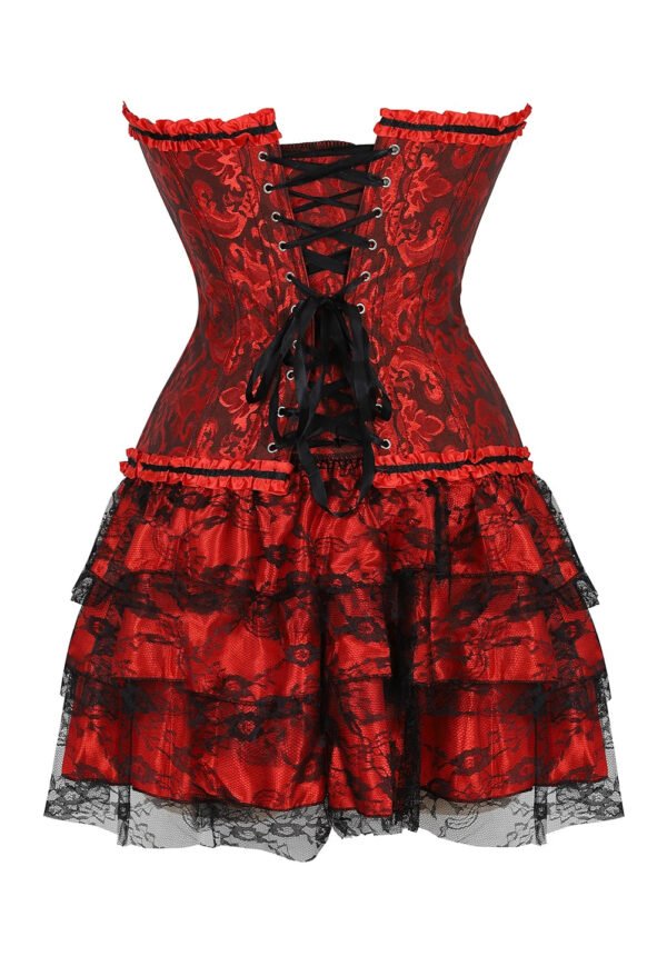 Gothic Red Corset Dress With Lace Trim 24 Gothic Red Corset Dress With Lace Trim gothic red corset dress back lacing detail