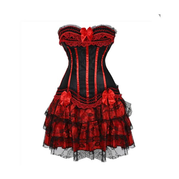 Gothic Red Corset Dress With Lace Trim 31 Gothic Red Corset Dress With Lace Trim gothic red corset dress black red bows