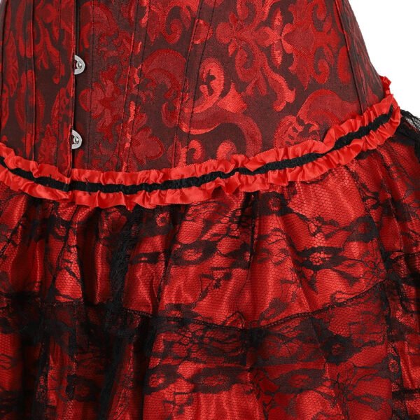 Gothic Red Corset Dress With Lace Trim 27 Gothic Red Corset Dress With Lace Trim gothic red corset dress lace detail closeup