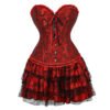 Gothic Red Corset Dress With Lace Trim 32 Gothic Red Corset Dress With Lace Trim gothic red corset dress red lace layered skirt