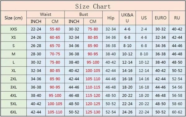 Gothic Underbust Corset For Women 45 Gothic Underbust Corset For Women Size chart for Gothic Underbust Corset for Women displaying various sizes and measurements