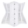 LuckeLadybug LLC Gothic underbust corset for women in white with lace detailing and adjustable front clasps