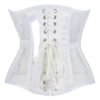 White gothic underbust corset for women with lace details and front lacing design
