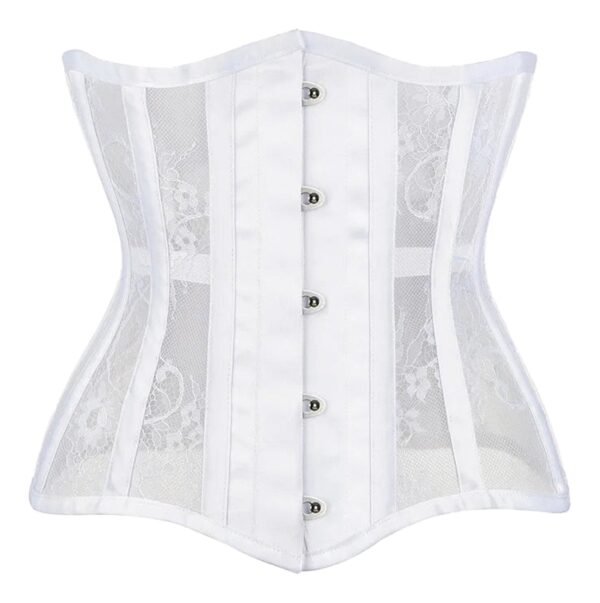 Gothic Underbust Corset For Women 41 Gothic Underbust Corset For Women White gothic underbust corset for women featuring lace panels and a sleek design