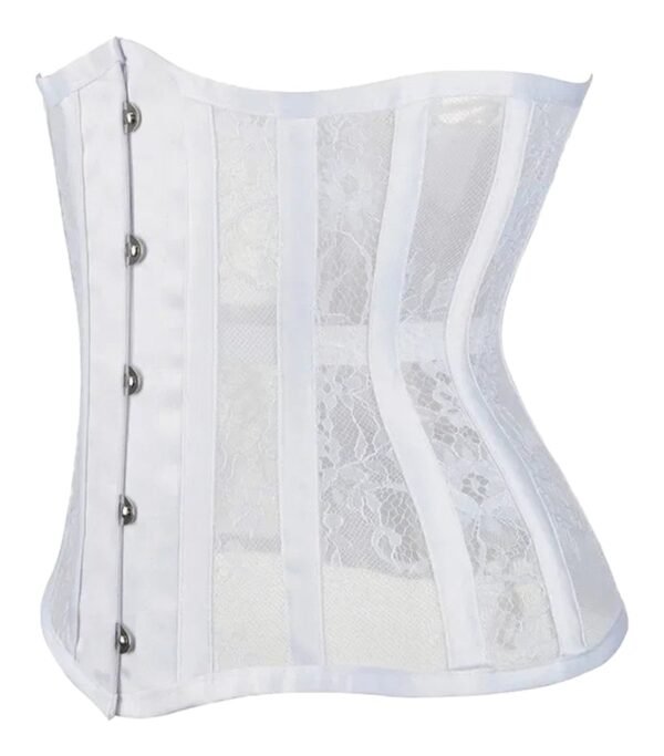 Gothic Underbust Corset For Women 52 Gothic Underbust Corset For Women Stylish white gothic underbust corset for women featuring intricate lace design and secure button closure