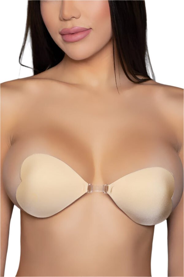 Heart Fabric Nipple Covers Bra Accessory 14 Heart Fabric Nipple Covers Bra Accessory LuckeLadybug LLC beige heart fabric nipple covers bra accessory with front clasp for a seamless look