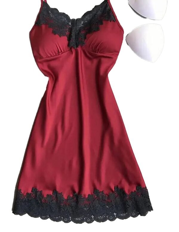 Ice Silk Backless Nightgown For Women 25 Ice Silk Backless Nightgown For Women Red LuckeLadybug LLC ice silk backless nightgown for women with lace detailing and adjustable straps