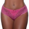 LuckeLadybug LLC pink lace bikini briefs 3 pack shown on model midriff with floral lace detail