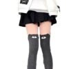 Kawaii cat over the knee socks in gray, perfect for fashionable and playful outfits