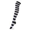 Kawaii striped knee high socks in black and white stripes for a playful and stylish look