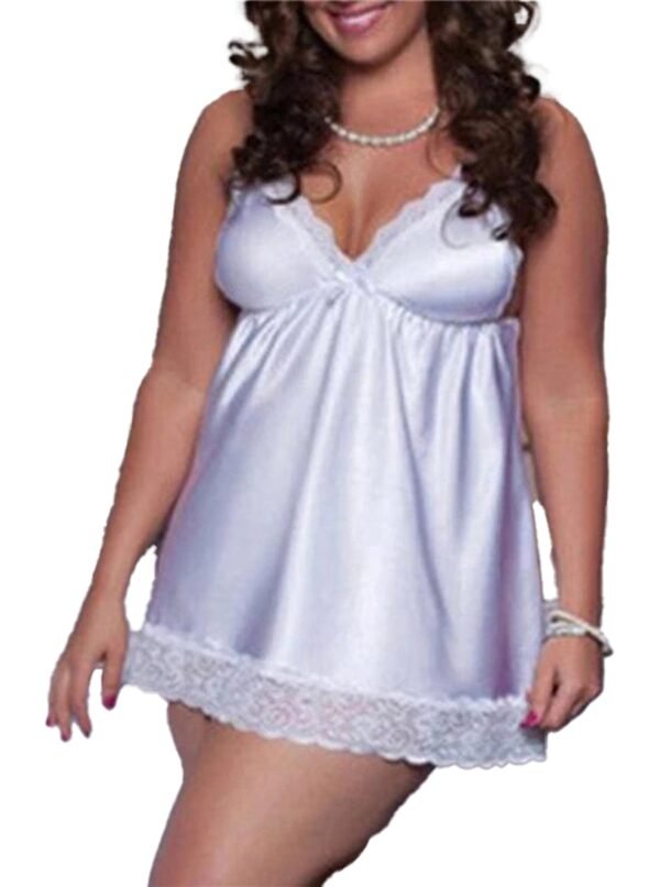 Lace Nightgown Plus Size Babydoll 1 Lace Nightgown Plus Size Babydoll LuckeLadybug LLC Lace Nightgown Plus Size in White with Elegant Lace Trim and Adjustable Straps