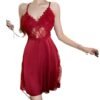 Beautiful red lace satin camisole nightgown with elegant lace detailing and adjustable straps