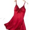 Red lace satin nightdress for women with delicate lace detailing and adjustable straps