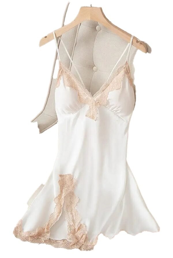 Lace Satin Nightdress For Women 45 Lace Satin Nightdress For Women Elegant lace satin nightdress for women featuring delicate lace trim and a soft, flowing design