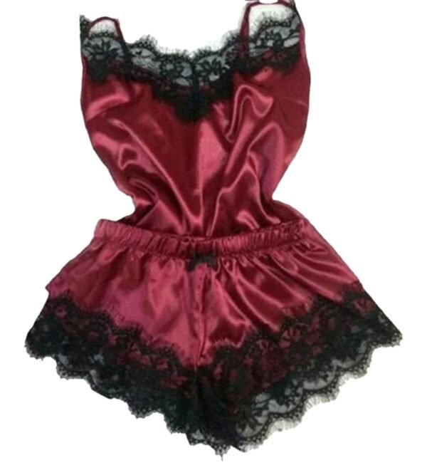 Lace Satin Pajama Set For Women 21 Lace Satin Pajama Set For Women Luxe red lace satin pajama set for women featuring delicate black lace trim