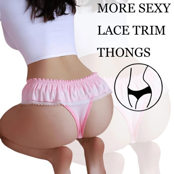 Lace Satin Thongs For Women 2pcs Set 16 Lace Satin Thongs For Women 2pcs Set lace satin thongs for women sexy pink lace trim