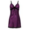 Luxurious purple lace suspender nightgown women with delicate black trim and adjustable straps