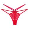 Red lace thongs for women with a sexy crisscross design and ring detail