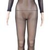 LuckeLadybug LLC Latin ballroom fishnet jumpsuit in black with long sleeves and full body coverage