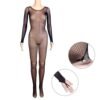 LuckeLadybug LLC Latin ballroom fishnet jumpsuit for dance performances and costume wear
