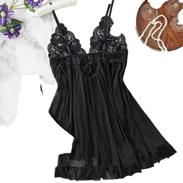 Red Lace Lingerie Set Babydoll Dress 22 Red Lace Lingerie Set Babydoll Dress Black babydoll from LuckeLadybug LLC featuring lace details, part of the red lace lingerie set