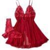 LuckeLadybug red lace lingerie set featuring a delicate babydoll and matching thong