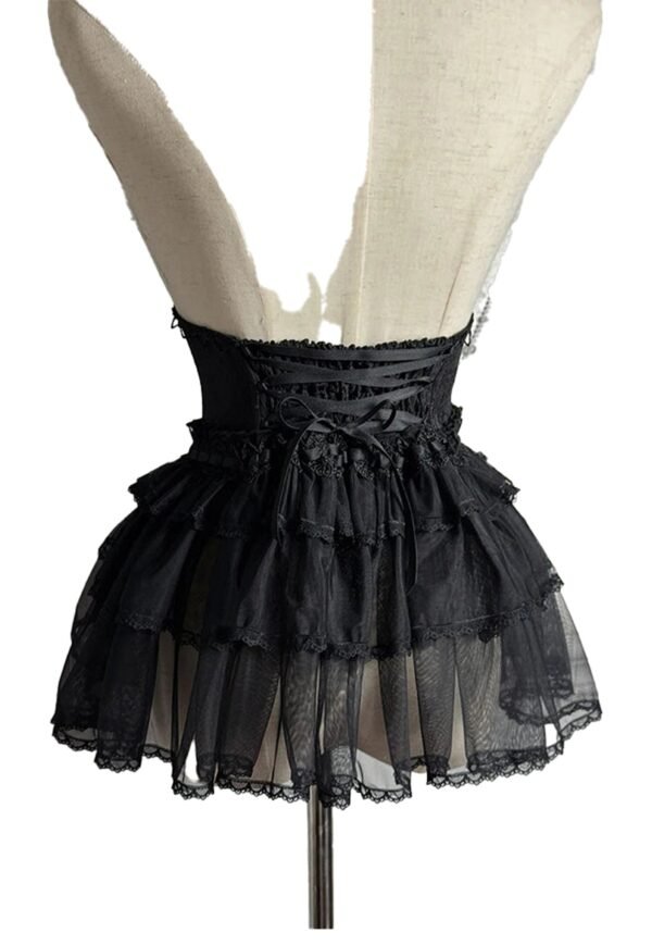 Sweet Lolita Corset Skirt Pre-Order 93 Sweet Lolita Corset Skirt Pre-Order Black Sweet Lolita Corset Skirt with Ruffled Layers and Lace Trim for Elegant Outfits