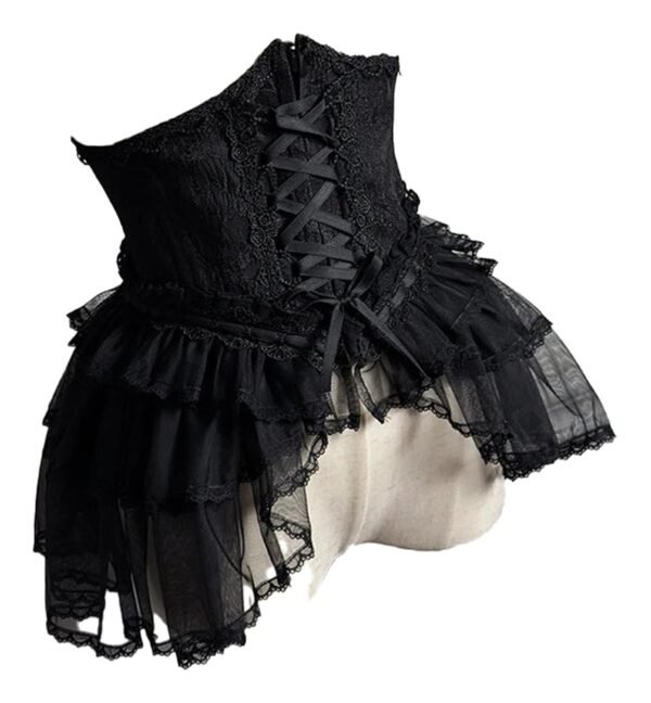 Sweet Lolita Corset Skirt Pre-Order 92 Sweet Lolita Corset Skirt Pre-Order Elegant black sweet lolita corset skirt with lace trim and layered tulle frills