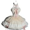 Elegant sweet lolita corset skirt in pastel colors with ruffles and ribbon detailing