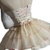 Sweet Lolita corset skirt in cream with lace trim and pink ribbon detailing, perfect for elegant outfits